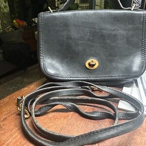 Vintage Black Leather Shoulder Bag